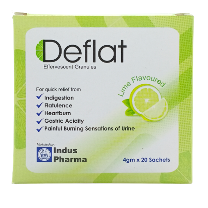 Deflat Effervescent Granules Lime Sachets 20s