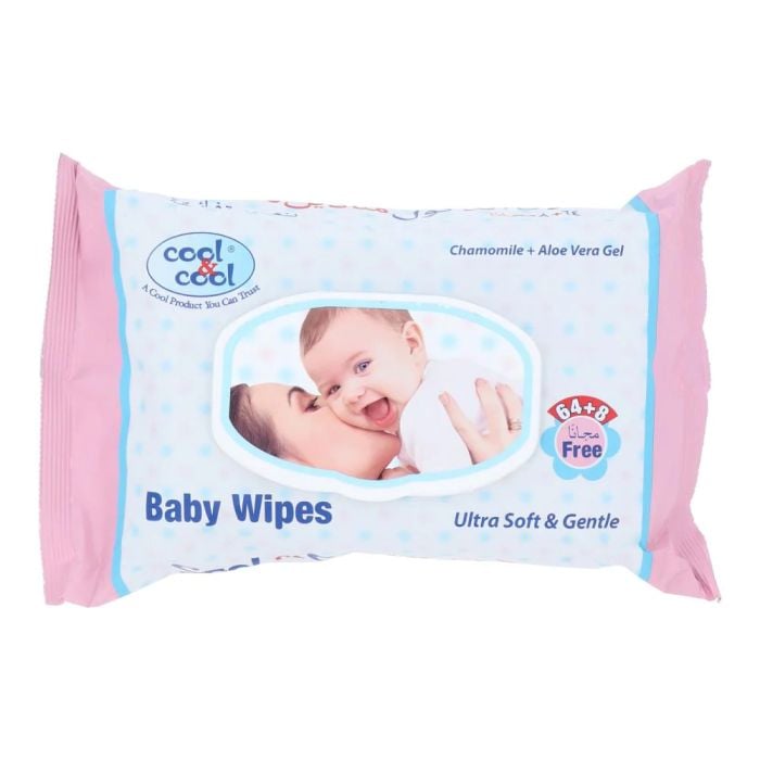 Cool & Cool Baby Wipes Chamomile &  Aloe Vera Gel 72
