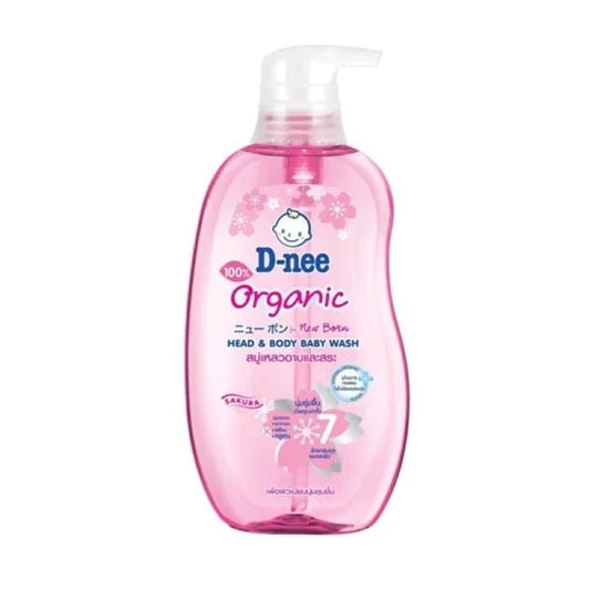 D Nee Organic Head & Body Baby Wash 380ml Sakura