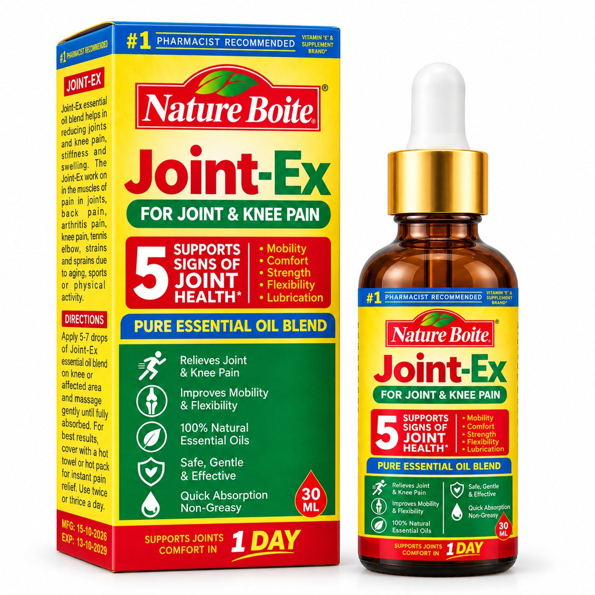 Nature Boite Joint-Ex Essential Oil Blend for Joint & Knee Massage – 30ml